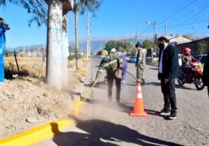 Gustavo Saadi inspeccionó la obra de semaforización