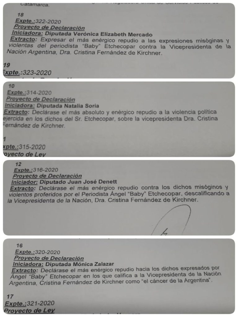 Proyectos de declaración diputados de Catamarca
